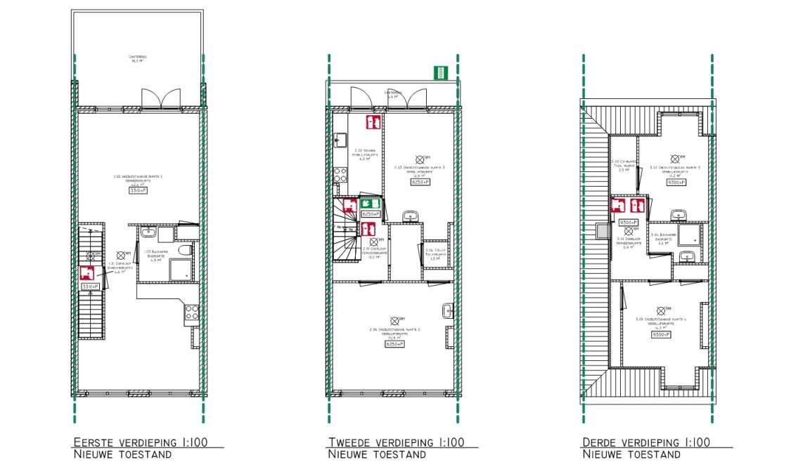 plattegrond tekening kamerverhuur